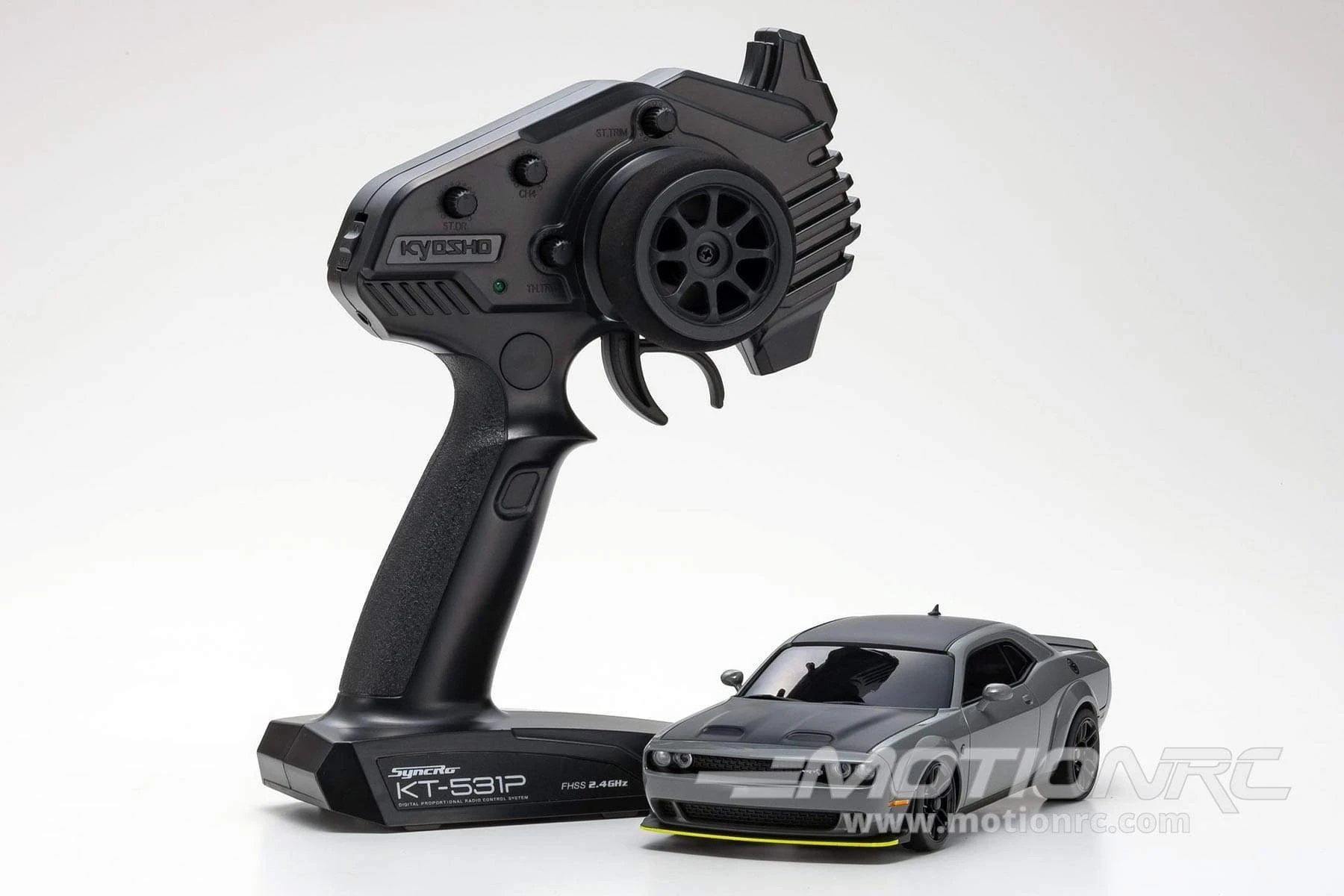 Kyosho Mini-Z Challenger Gray SRT Hellcat Redeye Readyset 1/27 Scale AWD Car - RTR 8 Kyosho Mini-Z Challenger Gray SRT Hellcat Redeye Readyset 1/27 Scale AWD Car - RTR - Image 6