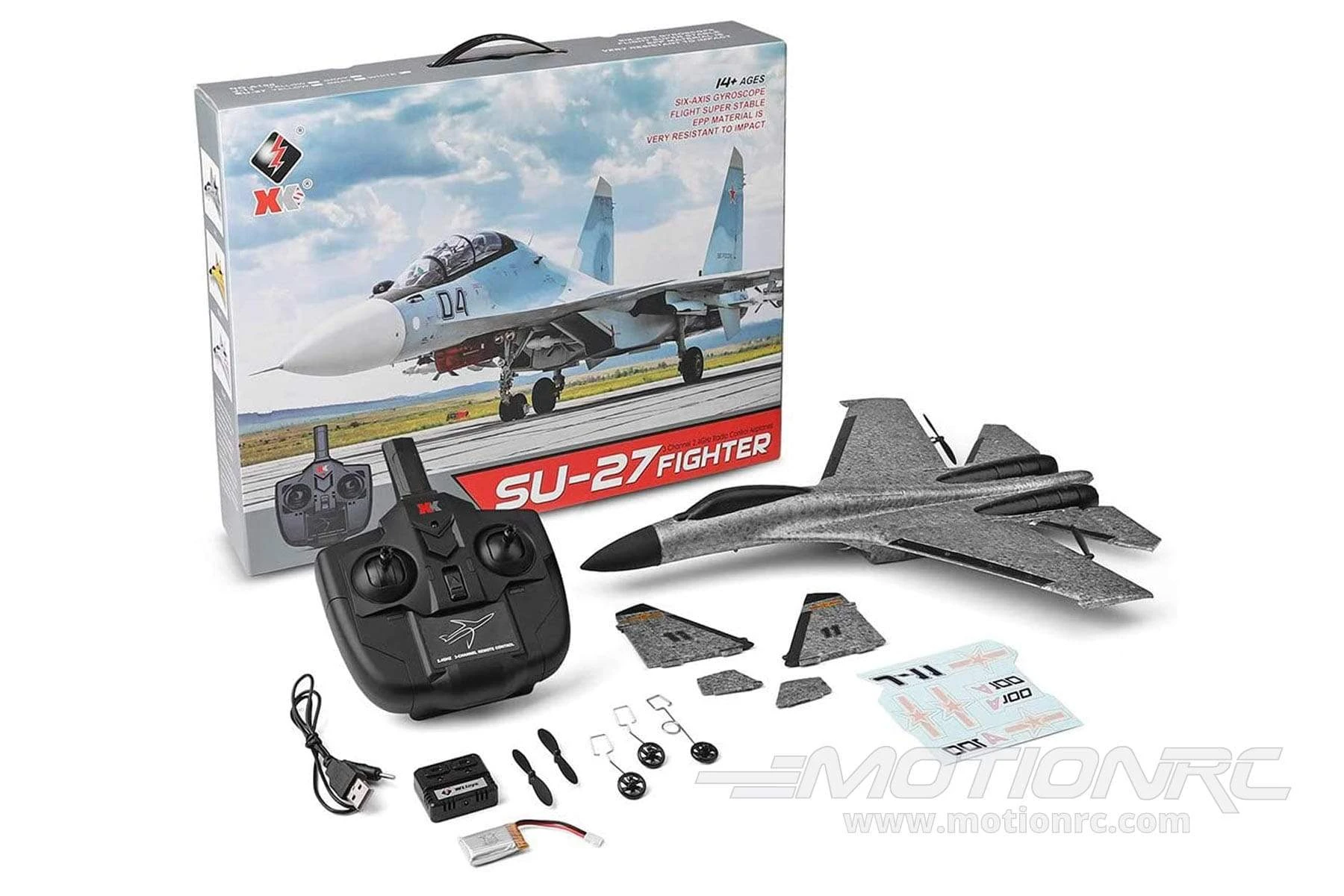 XK INNOVATIONS XK A100-G SU-27 Grey With Gyro 340mm (13.3") Wingspan - RTF 9 XK INNOVATIONS XK A100-G SU-27 Grey With Gyro 340mm (13.3") Wingspan - RTF - Image 7